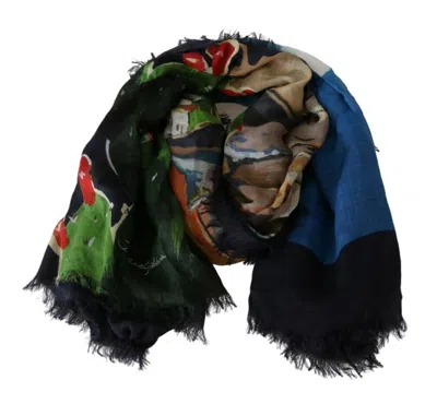 Pre-owned Dolce & Gabbana Scarf Modal Multicolor Taormina Wrap Shawl 135cm X 130cm $550