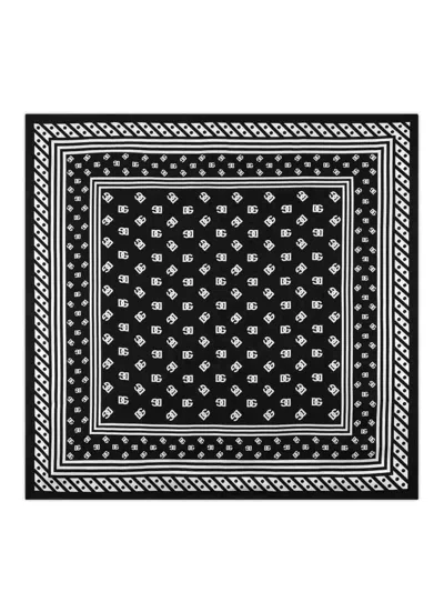 Dolce & Gabbana Scarf With All-over Dg Logo Print In Black