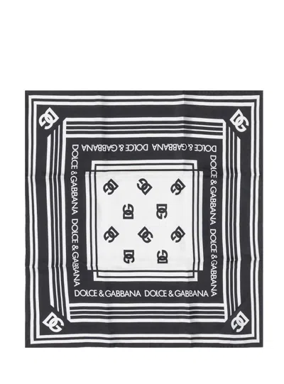 Dolce & Gabbana Scarf With Monogram Pattern In Black