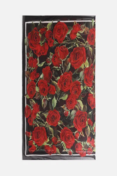 Dolce & Gabbana Scarfs In Red Roses F.do Black