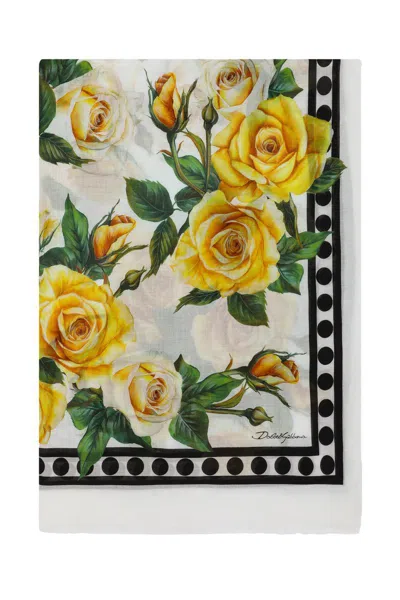 Dolce & Gabbana Scarfs In Yellow Roses Fdo Bco