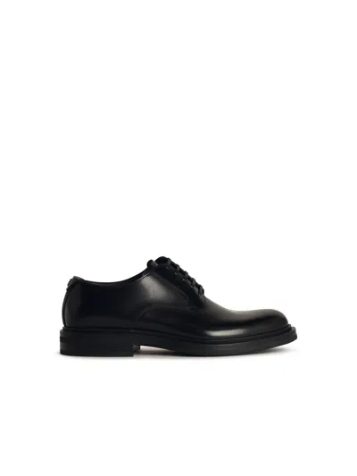 Dolce & Gabbana Scarpa Derby In Shiny Black Leather