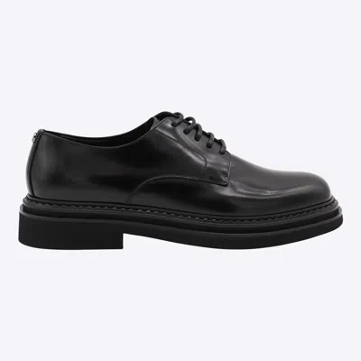 DOLCE & GABBANA DOLCE & GABBANA BLACK LEATHER LACE UP SHOES