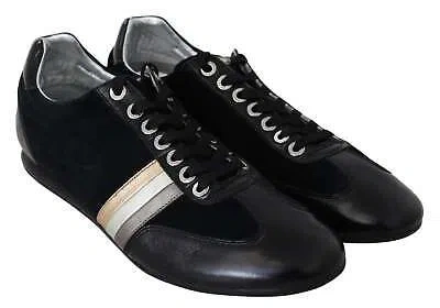 Pre-owned Dolce & Gabbana Scarpe Black Preppy Leather Casual Mens Sneakers Sz 12
