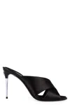 Dolce & Gabbana Solid Color Satin Sandals With Silver-tone Dg Monogram Heel