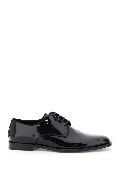 Dolce & Gabbana Brushed Leather Derby Shoes In Black