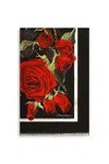 Dolce & Gabbana Modal And Silk Scarf With All-over Rose Print In Red Roses Fdo Ner