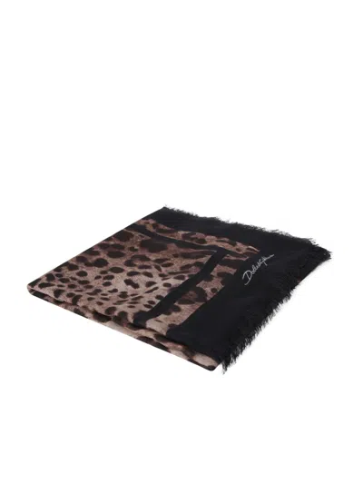 Dolce & Gabbana Leopard Print Scarf In Multi