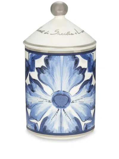 Dolce & Gabbana Scented Candle With Abstract Print (340g) In Blue