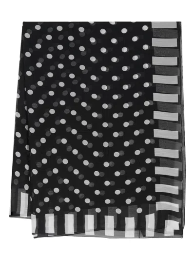 Dolce & Gabbana Sciarpa 120x200 Pois In Gf Bianco Nero