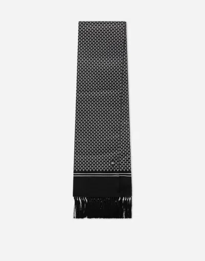 Dolce & Gabbana Geometric-print Frayed-edge Scarf In Multicolor