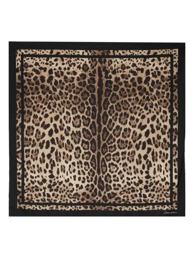 Dolce & Gabbana Sciarpa Foulard Con Stampa Animalier Dolce E Gabbana