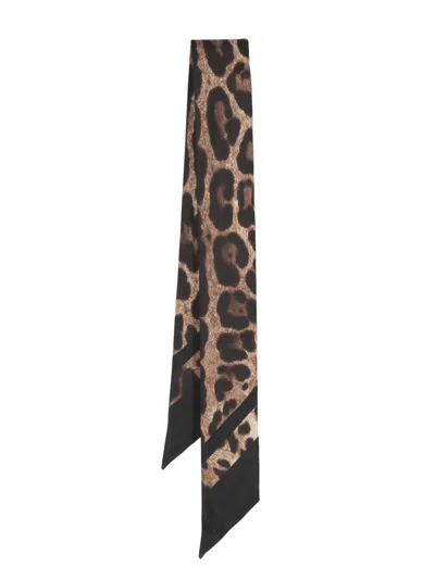 Dolce & Gabbana Sciarpa Foulard In Seta Con Stampa Grafica Animalier Dolce E Gabbana