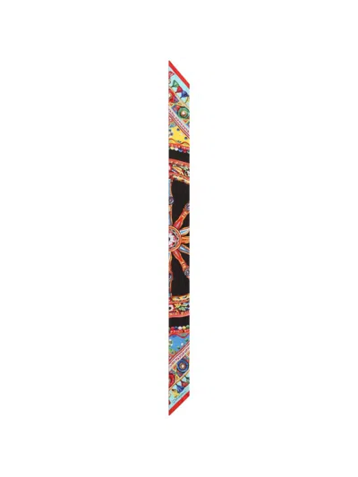 Dolce & Gabbana Sciarpa Foulard In Seta Multicolore Con Stampa Grafica Dolce E Gabbana