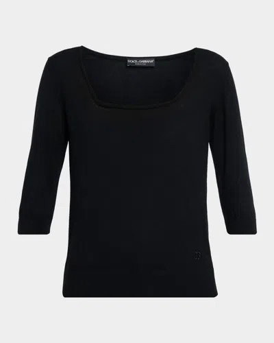 Dolce & Gabbana Scoop-neck Cashmere Sweater In Black