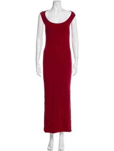 Pre-owned Dolce & Gabbana Scoop Neck Long Dress In Burgundy