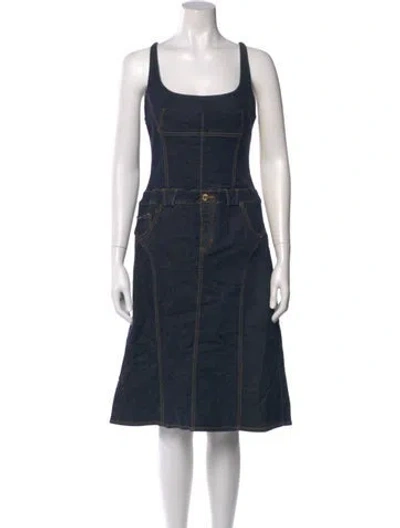 Pre-owned Dolce & Gabbana Scoop Neck Midi Length Dress In Blue