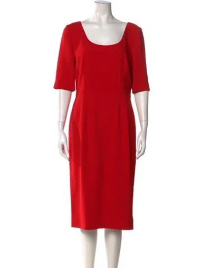 Pre-owned Dolce & Gabbana Scoop Neck Midi Length Dress In Red