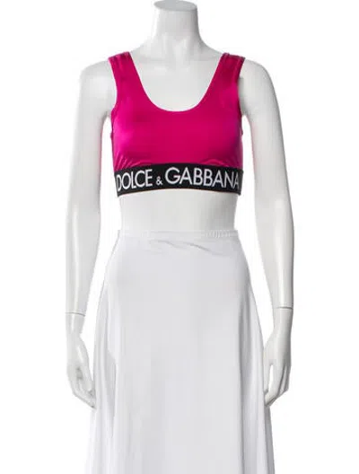 Pre-owned Dolce & Gabbana Scoop Neck Sleeveless Sports Bra W/ Tags In Pink