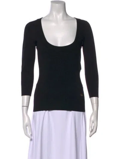 Pre-owned Dolce & Gabbana Scoop Neck Three-quarter Sleeve Top In Black