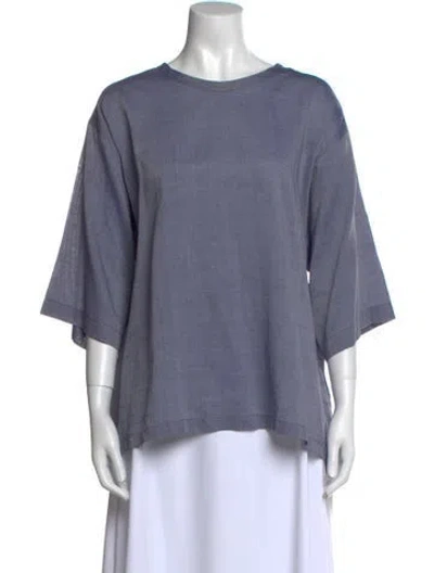 Pre-owned Dolce & Gabbana Scoop Neck Three-quarter Sleeve T-shirt W/ Tags In Blue