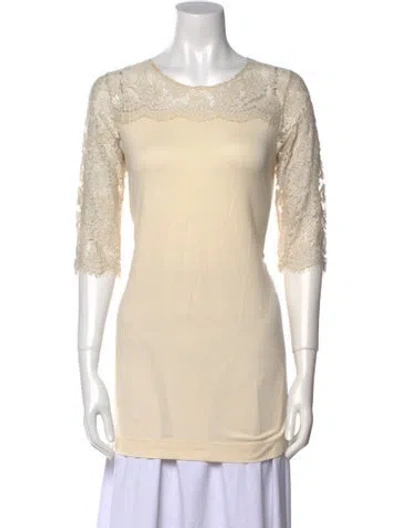 Pre-owned Dolce & Gabbana Scoop Neck Three-quarter Sleeve Tunic In Neutral