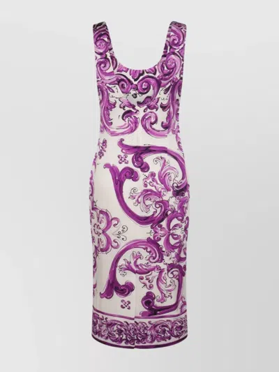 Dolce & Gabbana Scoop Neckline Fitted Silhouette Intricate Pattern In Purple