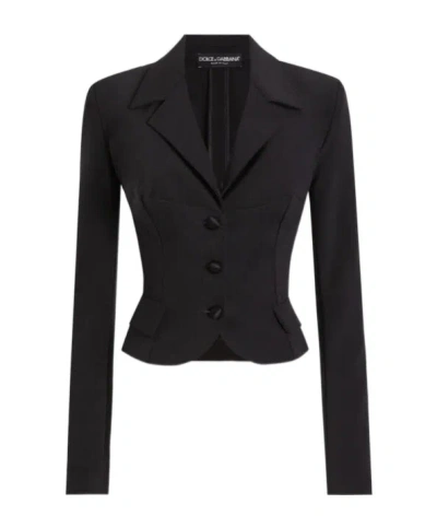 Dolce & Gabbana Sculpted Blazer In Black