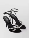 Dolce & Gabbana Sculpted Heel Stone-embellished Satin Sandal In Black