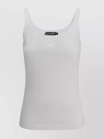 Dolce & Gabbana Sculpted Ribbed Sleeveless Top In White