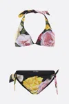 Dolce & Gabbana Black Floral-print Bikini Set