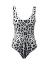 Dolce & Gabbana Leopard Print Olympic One-piece Swimsuit In Brown