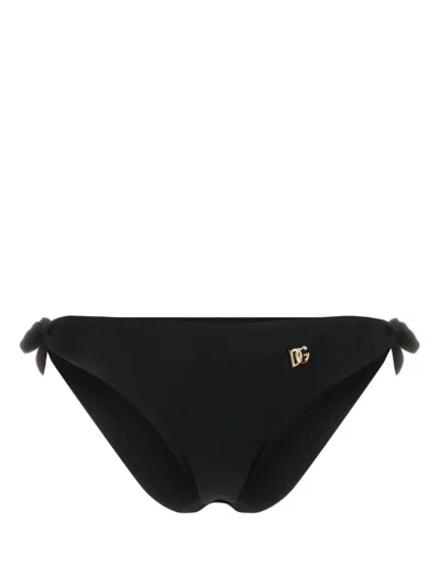 Dolce & Gabbana Swimwear Black Side-tie Bikini Bottom Dg Logo