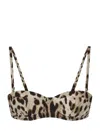 Dolce & Gabbana Bikini Top With Iconic Animalier Print And Pvc Clutch In Animal Print