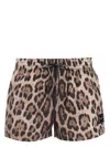Dolce & Gabbana Leopard Print Short Swim Trunks In Leo New