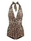 Dolce & Gabbana Women Leopard Printed Sensitive Fabric One-piece Swimsuit In Animal Print