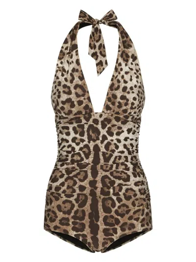 DOLCE & GABBANA DOLCE & GABBANA LEOPARD PRINT ONE-PIECE SWIMSUIT