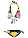 Dolce & Gabbana Black Floral-print Bikini Set In Peonies+rose Black Background
