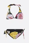 Dolce & Gabbana Black Floral-print Bikini Set In Peonies+rose Black Background