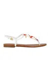 Dolce & Gabbana Coral-embroidered Leather Sandals In Brown