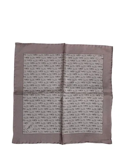 Dolce & Gabbana Sea Horse Silk Square Foulard Scarf In Brown