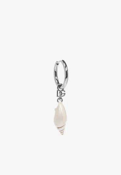 Dolce & Gabbana Seashell Dg Logo Single Earring In Metallic