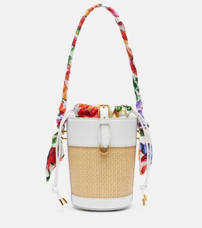 Dolce & Gabbana Secchiello Small Raffia Bucket Bag In White
