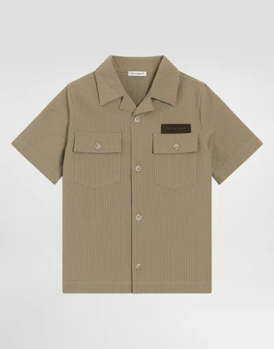 Dolce & Gabbana Kids' Seersucker Shirt In Green