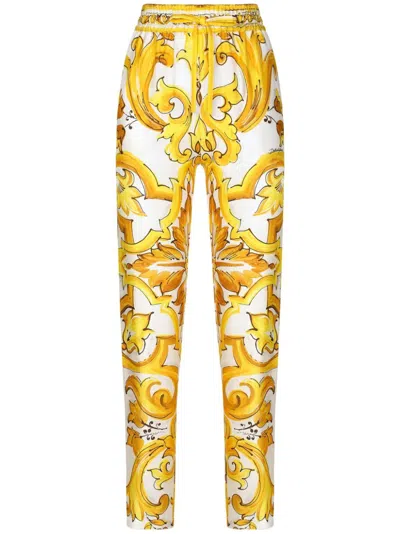 DOLCE & GABBANA MAJOLICA-PRINT SLIM TROUSERS
