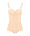 Dolce & Gabbana Lace-trim Bustier Sheer Bodysuit In Nude