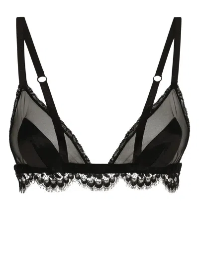 Dolce & Gabbana Semi-sheer Bra With Lace Details In Black