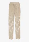 Dolce & Gabbana Semi-sheer Floral Lace Pants In Beige