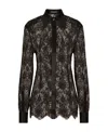 Dolce & Gabbana Black Slim Shirt With Satin Details In Chantilly Lace Woman In Black