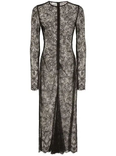 Dolce & Gabbana Women's Lace Midi Dress In Black